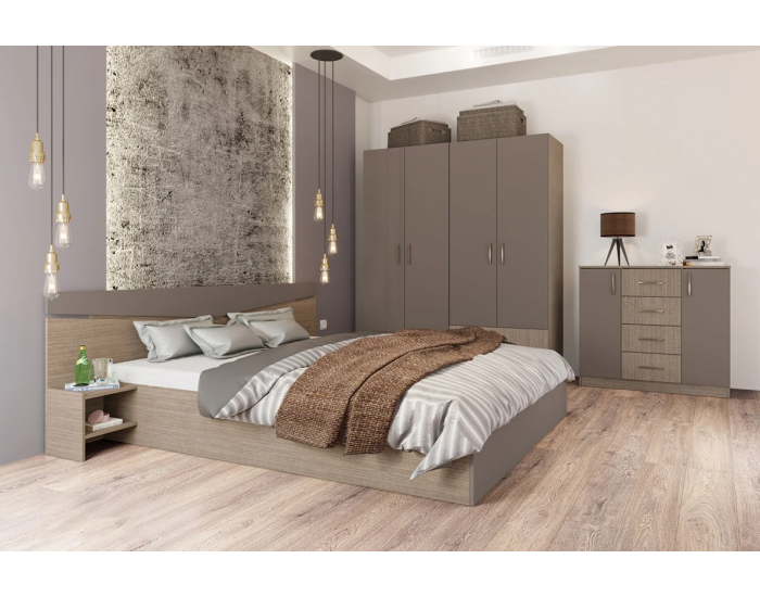 Спален комплект модел 7062 за матрак 160/200, Мока/Лате