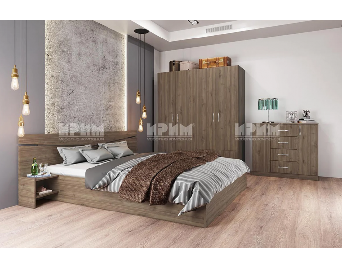 Спален комплект модел 7062 за матрак 160/200, Орех адмирал