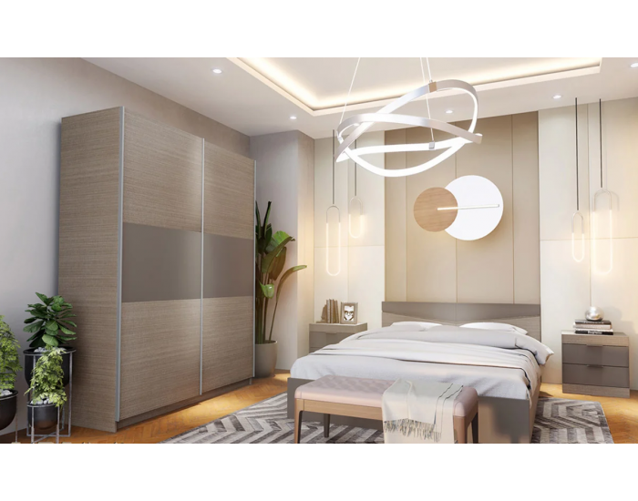 Спален комплект модел 7070 за матрак 160/200, Мока/Лате