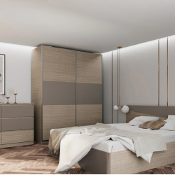 Спален комплект модел 7071 за матрак 160/200, Мока/Лате - Спални комплекти