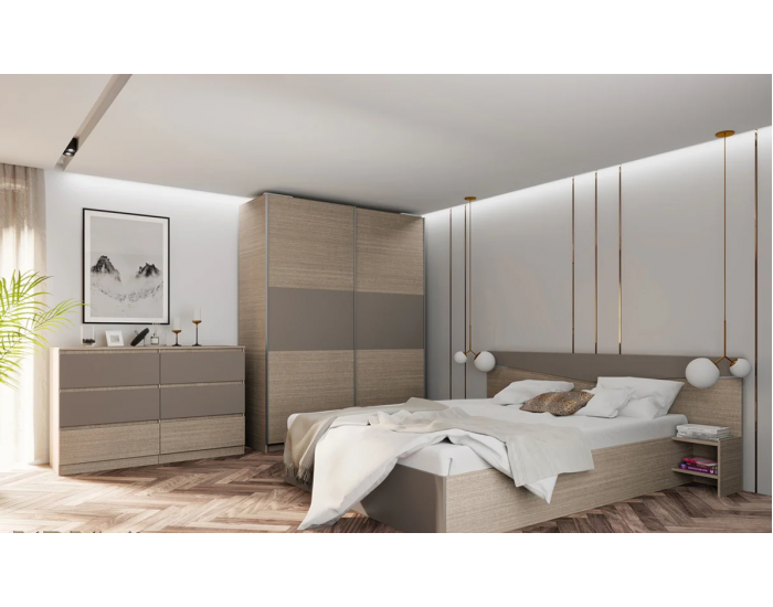 Спален комплект модел 7071 за матрак 160/200, Мока/Лате