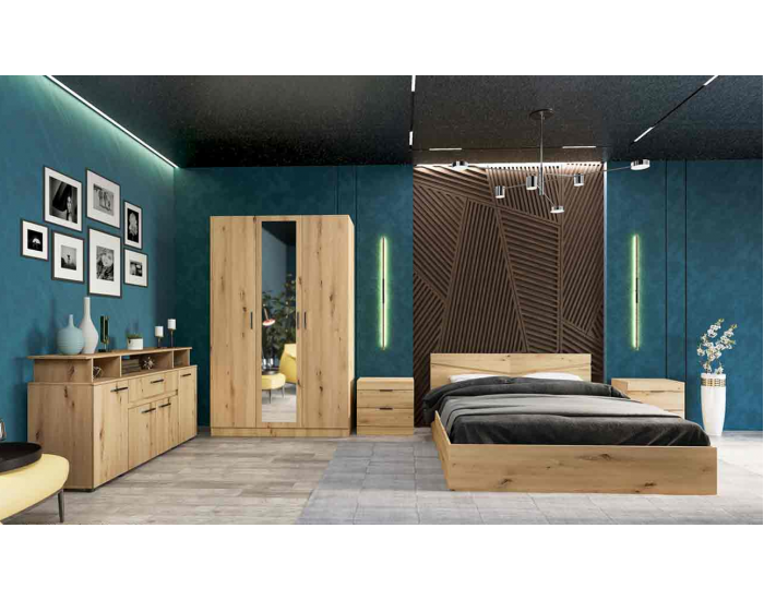 Спален комплект Модел 7073 за матрак 160/200, Дъб артисан