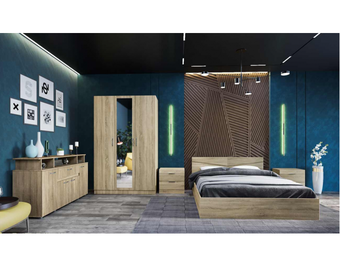 Спален комплект Модел 7073 за матрак 160/200, Сонома тъмна