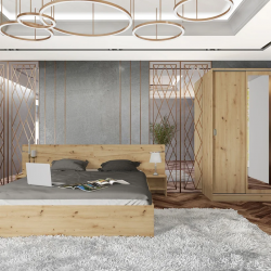 Спален комплект модел 7074 за матрак 160/200, Дъб артисан - Спални комплекти