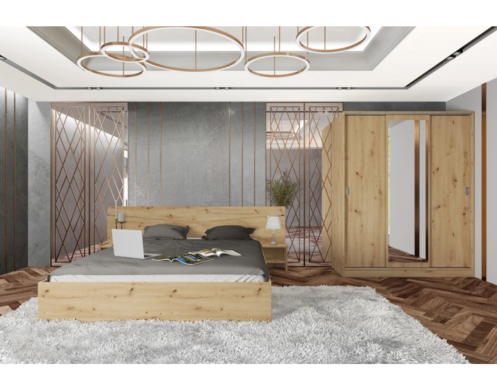 Спален комплект модел 7074 за матрак 160/200, Дъб артисан