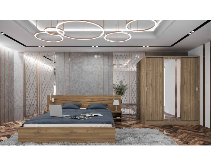 Спален комплект модел 7074 за матрак 160/200, Орех адмирал