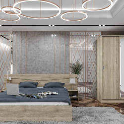 Спален комплект модел 7074 за матрак 160/200, Сонома тъмна - Спални комплекти