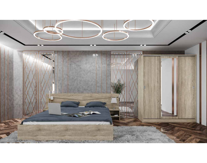 Спален комплект модел 7074 за матрак 160/200, Сонома тъмна