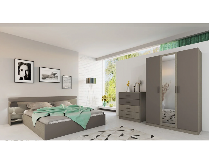 Спален комплект Модел 7000 за матрак 160/200, Мока/Лате