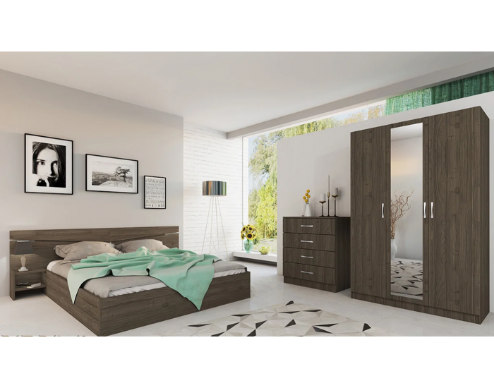 Спален комплект Модел 7000 за матрак 160/200, Орех адмирал