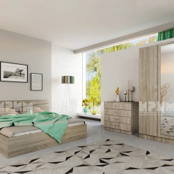 Спален комплект Модел 7000 за матрак 160/200, Сонома тъмна - Спални комплекти