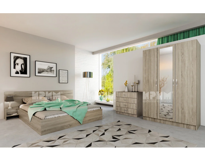 Спален комплект Модел 7000 за матрак 160/200, Сонома тъмна