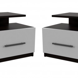 Комплект Нощни шкaфчета Мебели Богдан модел Atina 2BM, Венге с бяло - Bogdan Furniture Kom