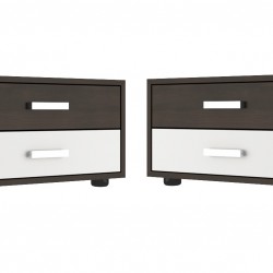 Комплект Нощни шкaфчета Мебели Богдан модел Irena 2BM, Бяло с Венге - Bogdan Furniture Kom