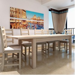 Разтегателна трапезна маса Корина за 12 човека, 190-260 см, Дъб сонома - Трапезни маси