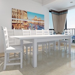 Разтегателна трапезна маса Корина за 12 човека, 190-260 см, Бяла - Трапезни маси