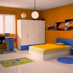 Детска стая Мебели Богдан модел Ivko 1 BM, Син и бял цвят - Детска стая