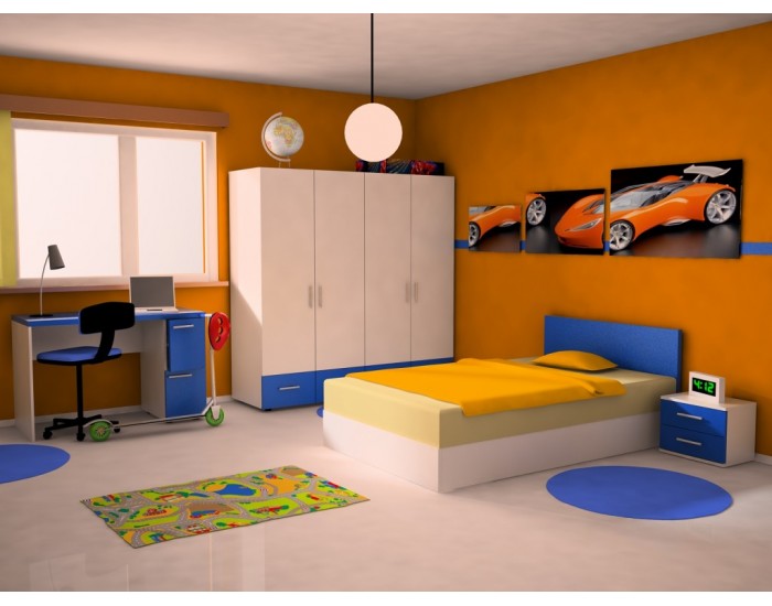 Детска стая Мебели Богдан модел Iko 1 BM, Син и бял цвят - Комплекти детско обзавеждане
