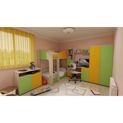 Детска стая Мебели Богдан Модел BM Mona, в цвят бежово и зелено - 