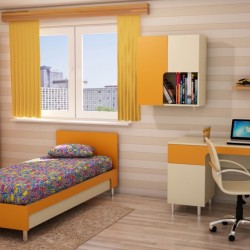 Детска стая Мебели Богдан модел BMR-Trak, цвят Бежово и Оранжево - Mipa