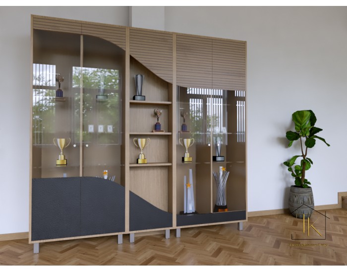 Холна секция с витрина и LED осветление Шумен, 225 см