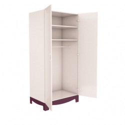 Двукрилен гардероб Яна, бяло гладко и лилаво шагре - Детска стая