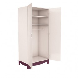 Двукрилен гардероб Яна, бяло гладко и лилаво шагре - Bogdan Furniture Mip