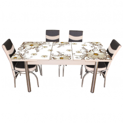 Комплект трапезна разтегателна маса с 6 стола BM-3190-Oasis - Комплекти маси и столове