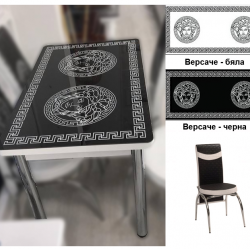 Комплект трапезна разтегателна маса с 6 стола BM-Versace White/Black - Комплекти маси и столове