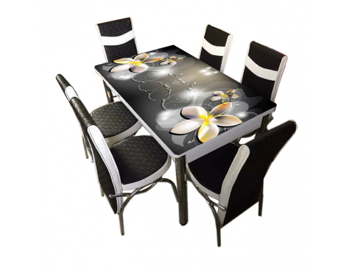Комплект трапезна разтегателна маса с 6 стола BM-306 Black Flower - Дивани