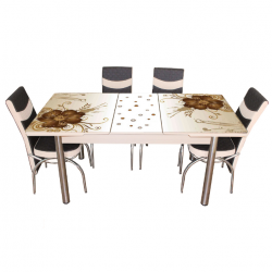 Комплект трапезна разтегателна маса с 6 стола BM-358-Flower - Комплекти маси и столове