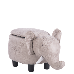 Детска табуретка с ракла модел Memo - сив слон - Мека мебел
