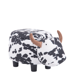 Детска табуретка с ракла модел Memo-- черно-бяла крава - Табуретки