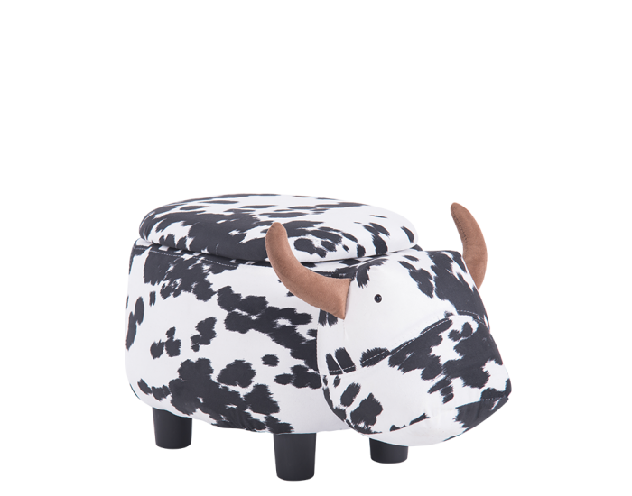 Детска табуретка с ракла модел Memo-- черно-бяла крава