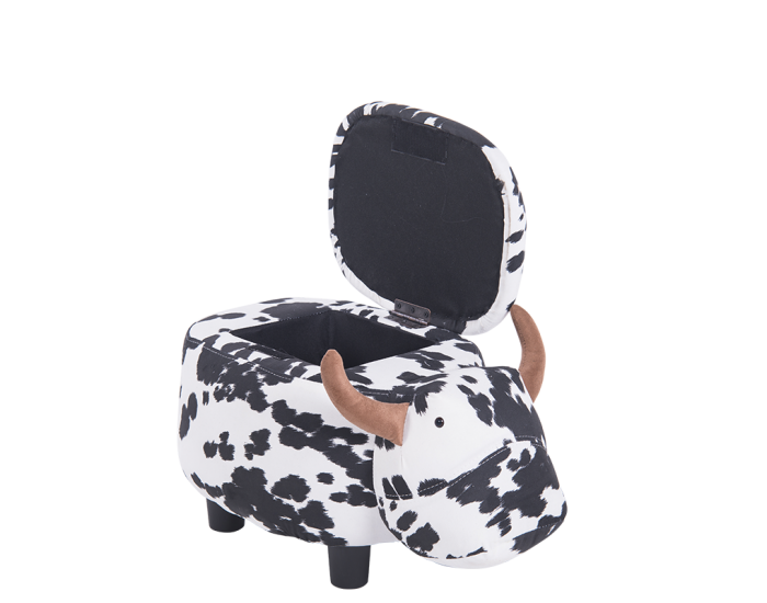 Детска табуретка с ракла модел Memo-- черно-бяла крава