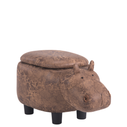 Детска табуретка с ракла модел Memo- кафяв хипопотам - Мека мебел