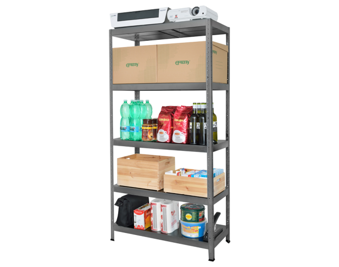 Метален стелаж модел Memo-Hard 180x90x40 см, до 90 кг на рафт - сив