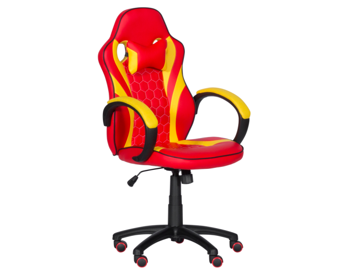 Геймърски стол Memo 6305 - червено-жълт