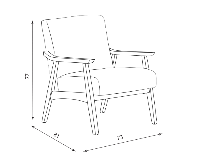 Кресло Sonata Mauro, Орех, Сив, Дължина 81 см