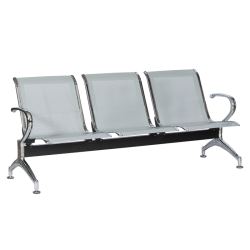 Посетителска пейка  Sonata Blum CR-1030-3, Сребърна, 3 места - Офис столове
