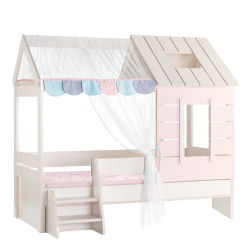 Детско легло къща Sonata Pink House, 90 х 200 см, Розово, Подматрачна рамка - Детска стая