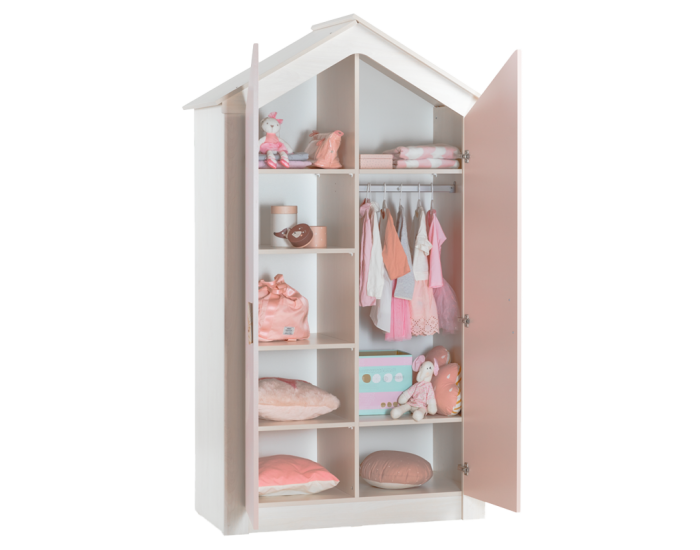 Двукрилен гардероб Sonata Pink House, Детски,  Височина 208 см