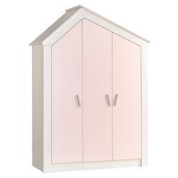 Трикрилен гардероб Sonata Pink House, Височина 207 см - Гардероби и шкафове