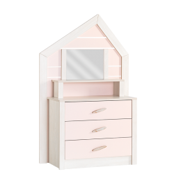 Детски скрин Sonata Pink House, Огледало, Височина 157 см - Детска стая