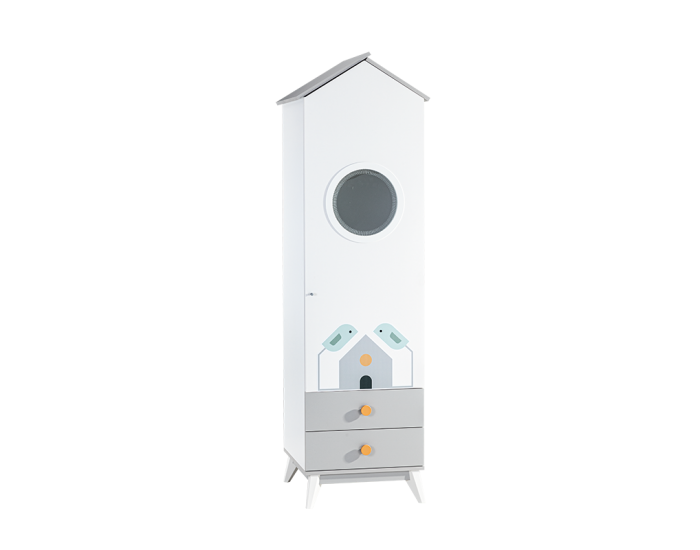 Еднокрилен гардероб Sonata Bird House, Къщичка,  Височина 220 см