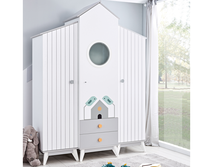 Еднокрилен гардероб Sonata Bird House, Къщичка,  Височина 220 см