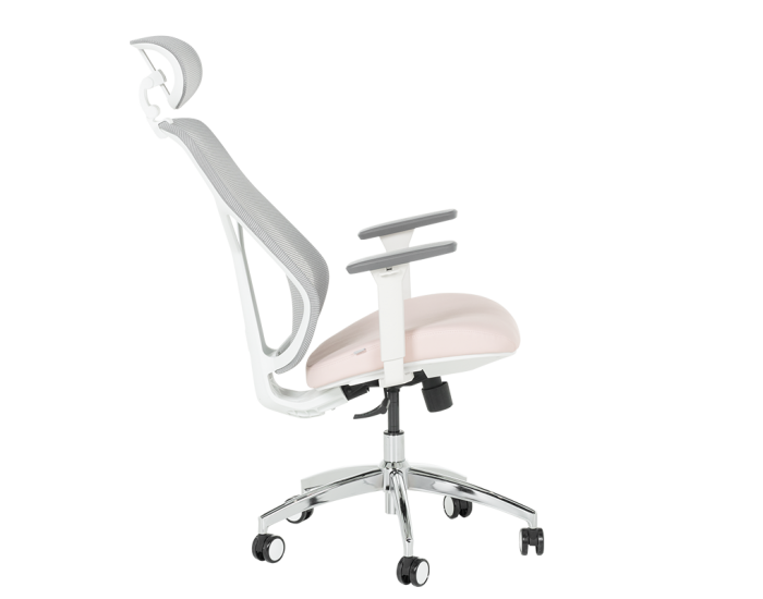 Ергономичен стол Sonata Blum 7901 W еко кожа - сив-розов