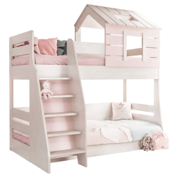 Двуетажно детско легло Sonata Pink House, Ляво, Без матрак - Детски легла