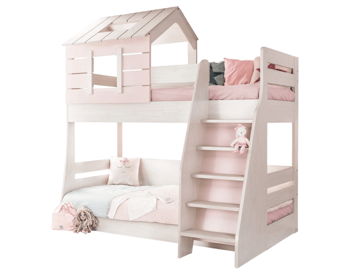 Двуетажно детско легло Sonata Pink House, Дясно, Без матрак Двуетажно детско легло Sonata Pink House, Дясно, Без матрак