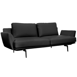 Кожен диван Sonata Gram Lux, Черен, Тройка, 215 см - Дивани